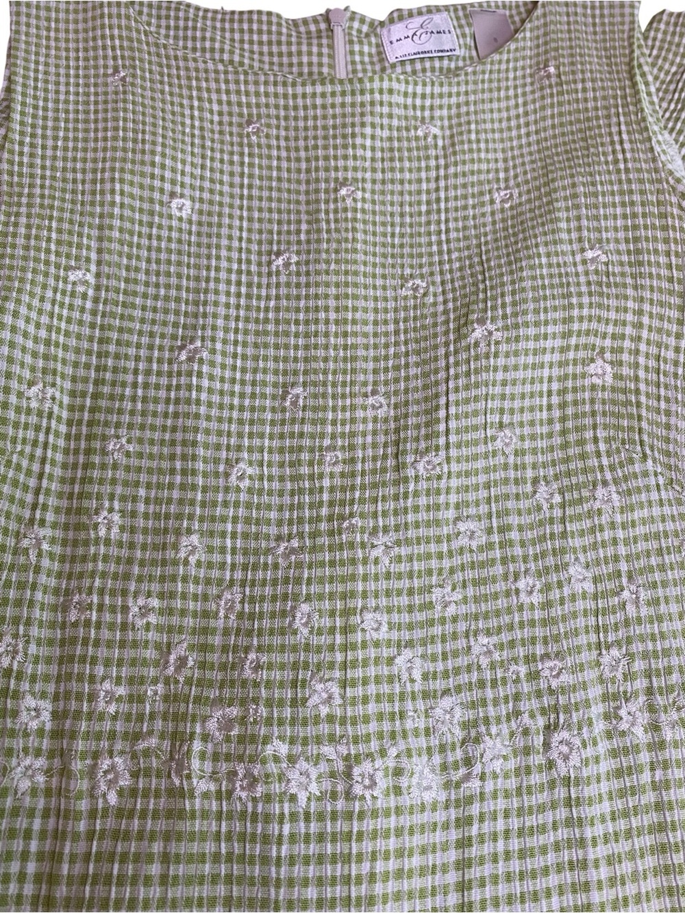 Emma James Liz Claiborne Gingham Dress Women’s 8 Cottagecore Spring Summer Green - Picture 4 of 6
